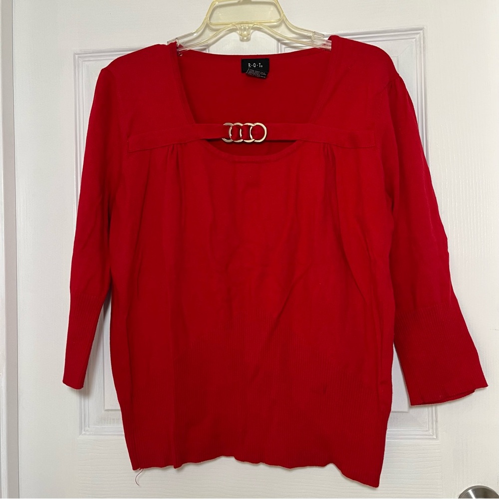 J.Q.T Women's Red Sweater with Gold Accent